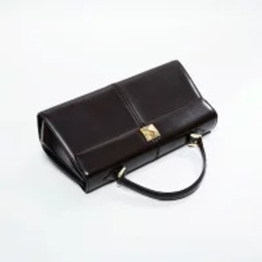 Yves Saint Laurent Logo Leather Handbag Brown - Picture 10 of 13